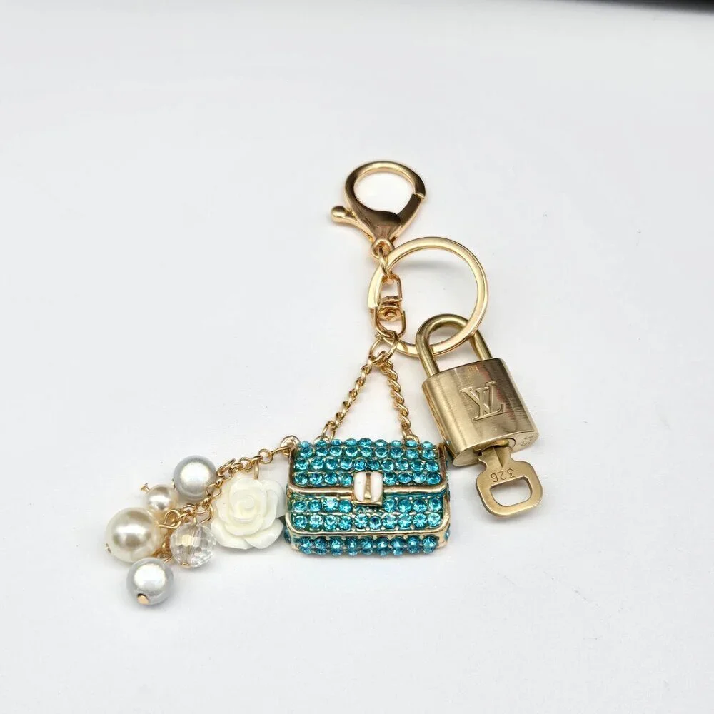 Authentic Louis Vuitton Padlock & Key Gold ✨Unbranded Bag Charm Keychain